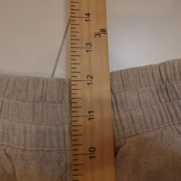 Old Navy Flax Linen Blend Shorts Women’s XL Elastic High Waist Oatmeal Pull On - Picture 7 of 13